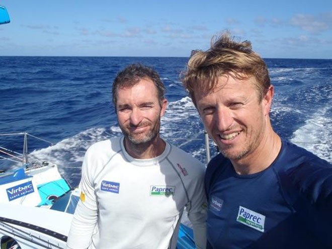 Jérémie Beyou & Jean-Pierre Dick. Virbac Paprec 3  - Transat Jacques Vabre 2011 © Virbac Paprec 3